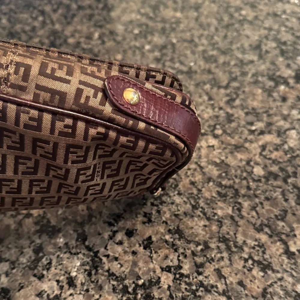 Fendi Zucchino Brown and Dark Brown Monogram flap shoulder Bag